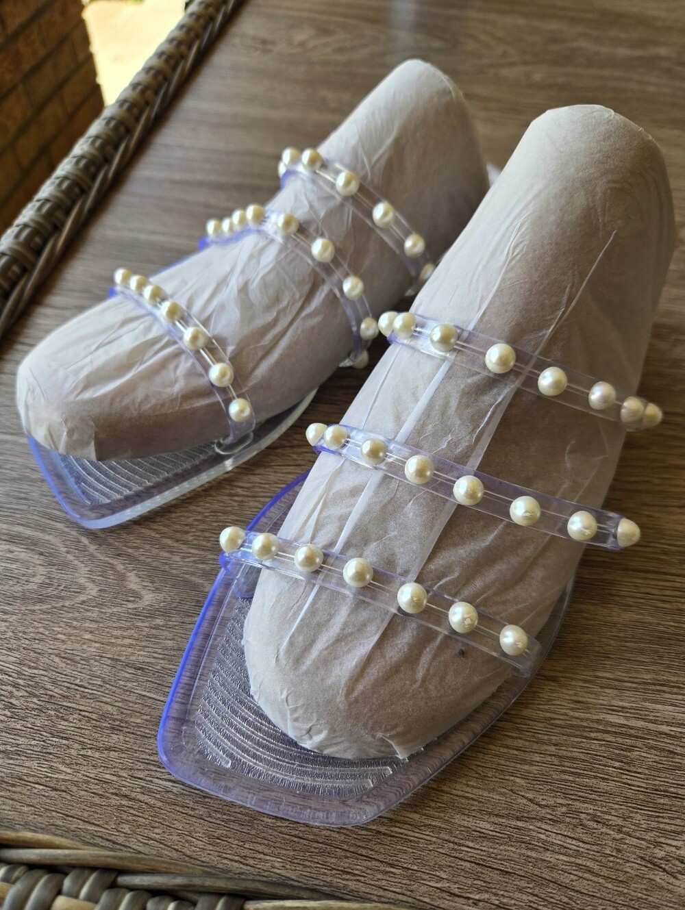 Jessica Simpson Clear Pearl Jelly Slide Sandals Size 8 Rare Sample Y2K